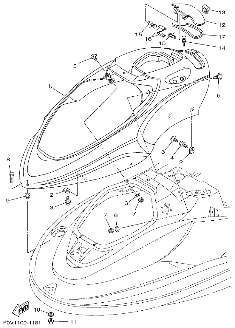Yamaha XLT800(2003) ENGINE HATCH 1 parts diagram